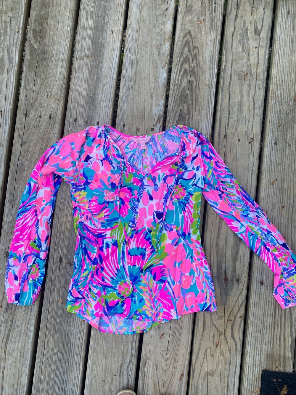 Lilly Pulitzer Floral Blouse Longsleeve - XXS